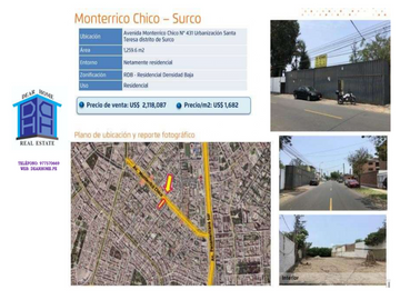 VENTA MARAVILLOSO TERRENO EN MONTERRICO SURCO