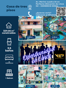 CASA DE TRES PISOS EN AV. MERINO CUADRA 26 EN PERFECTA UBICA